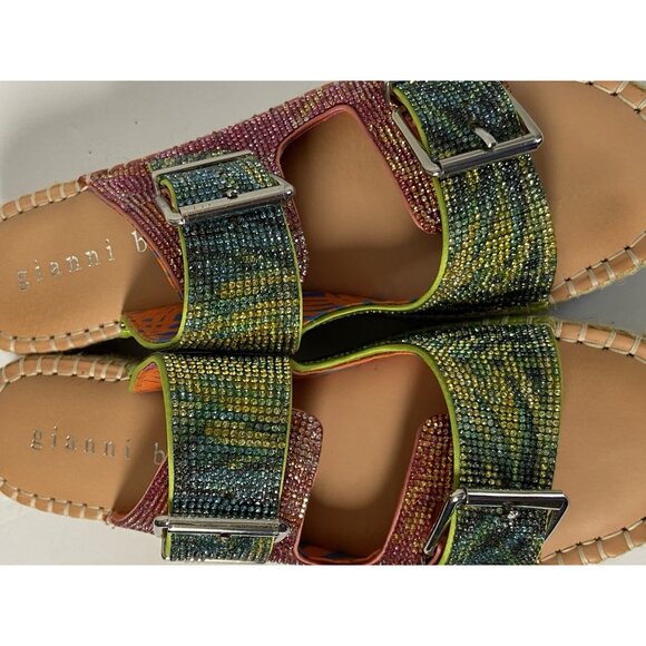 Gianni Bini Rhinestone Platform Sandals Womens Sz 10M Espadrille Double Straps - Picture 2 of 16